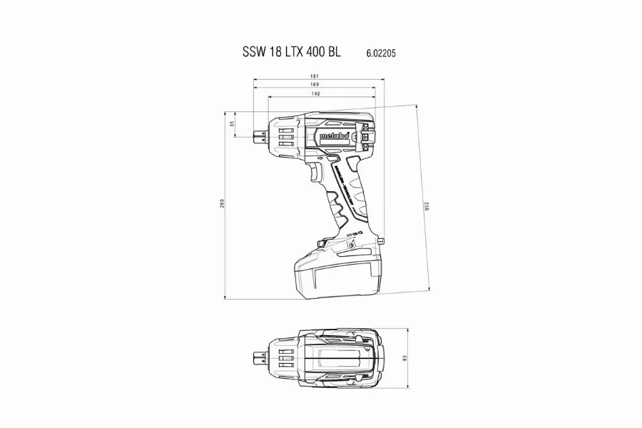 Boulonneuse à Chocs METABO - SSW 18 LTX 400 BL 2 X 4,0 Ah Li-Power, ASC 55, Coffret - 602205500