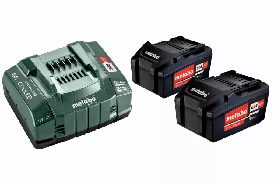 Pack énergie 18V METABO - Pack 2 Batteries 18 Volts + Chargeur Rapide 2 X 5,2 Ah Li-Power, ASC 145, Coffret - 685051000 1 Pack énergie 18V METABO - Pack 2 Batteries 18 Volts + Chargeur Rapide 2 X 5,2 Ah Li-Power, ASC 145, Coffret - 685051000