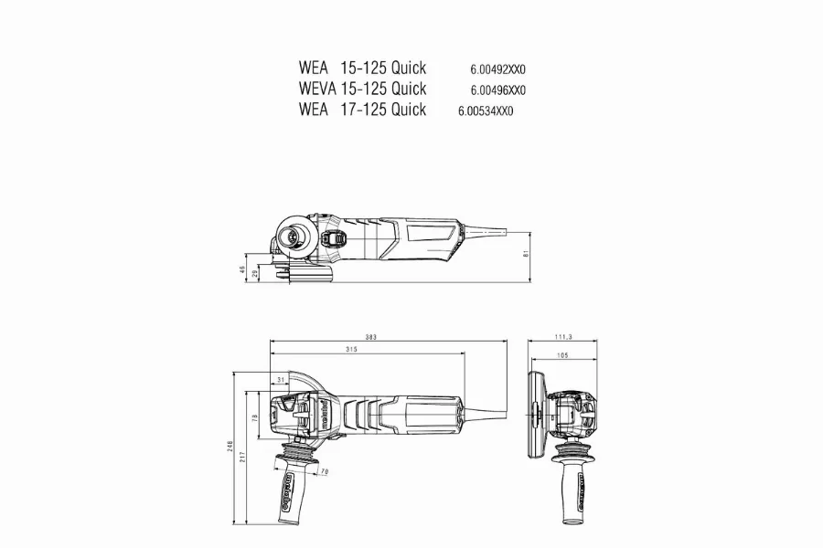 Meuleuse Ø125 Mm Filaire WEVA 15-125 QUICK METABO - 600496000 3 Meuleuse Ø125 Mm Filaire WEVA 15-125 QUICK METABO - 600496000 – Image 3